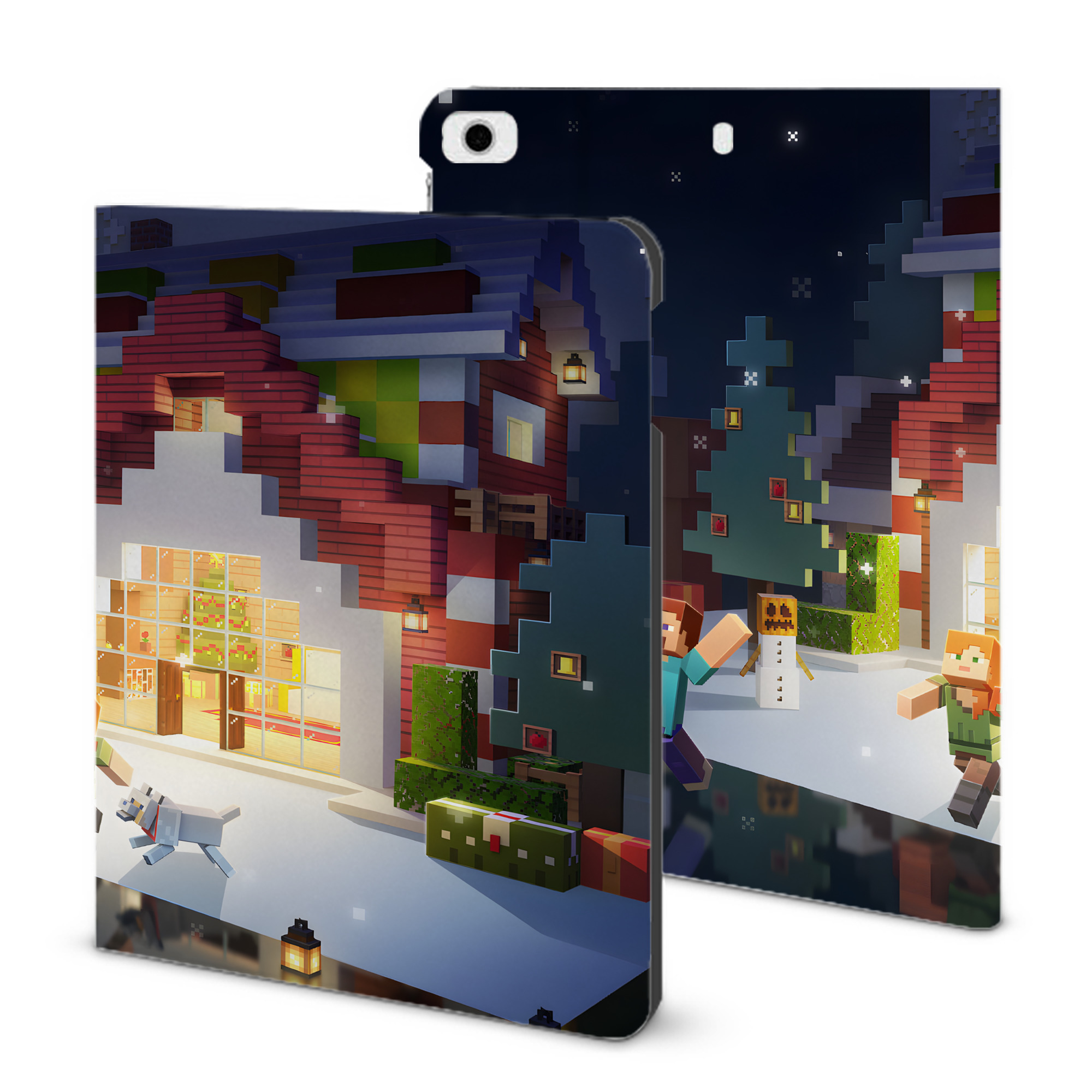 （画像用） マインクラフト ブロックの世界 Minecraft MC Block world IPad ケース ブック型 PUレザー TPU 耐衝撃 軽量 薄型 ペン収納なし 全面保護 IPad 各モデル対応